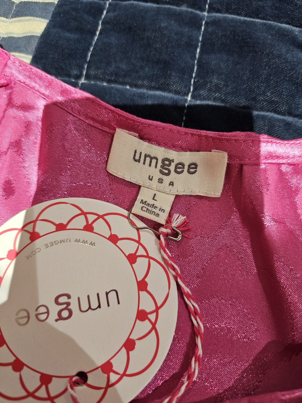 Umgee Hot Pink Leopard Satin Blouse - Picture 6 of 10